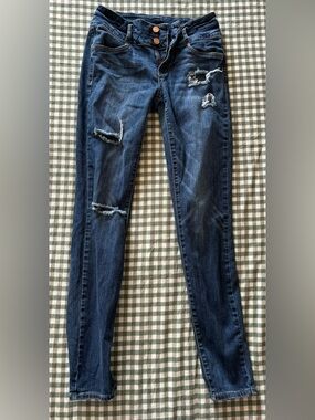 refuge Dark Blue Distressed Skinny Jeans